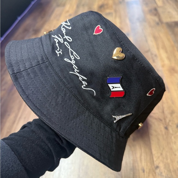 Karl Lagerfeld Black Hat with Red and Gold Accents - Picture 2 of 7